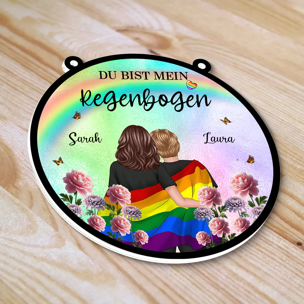 Regenbogen Paae-Personaliserter Sonnenfänger Geschenk für Paare LGBT