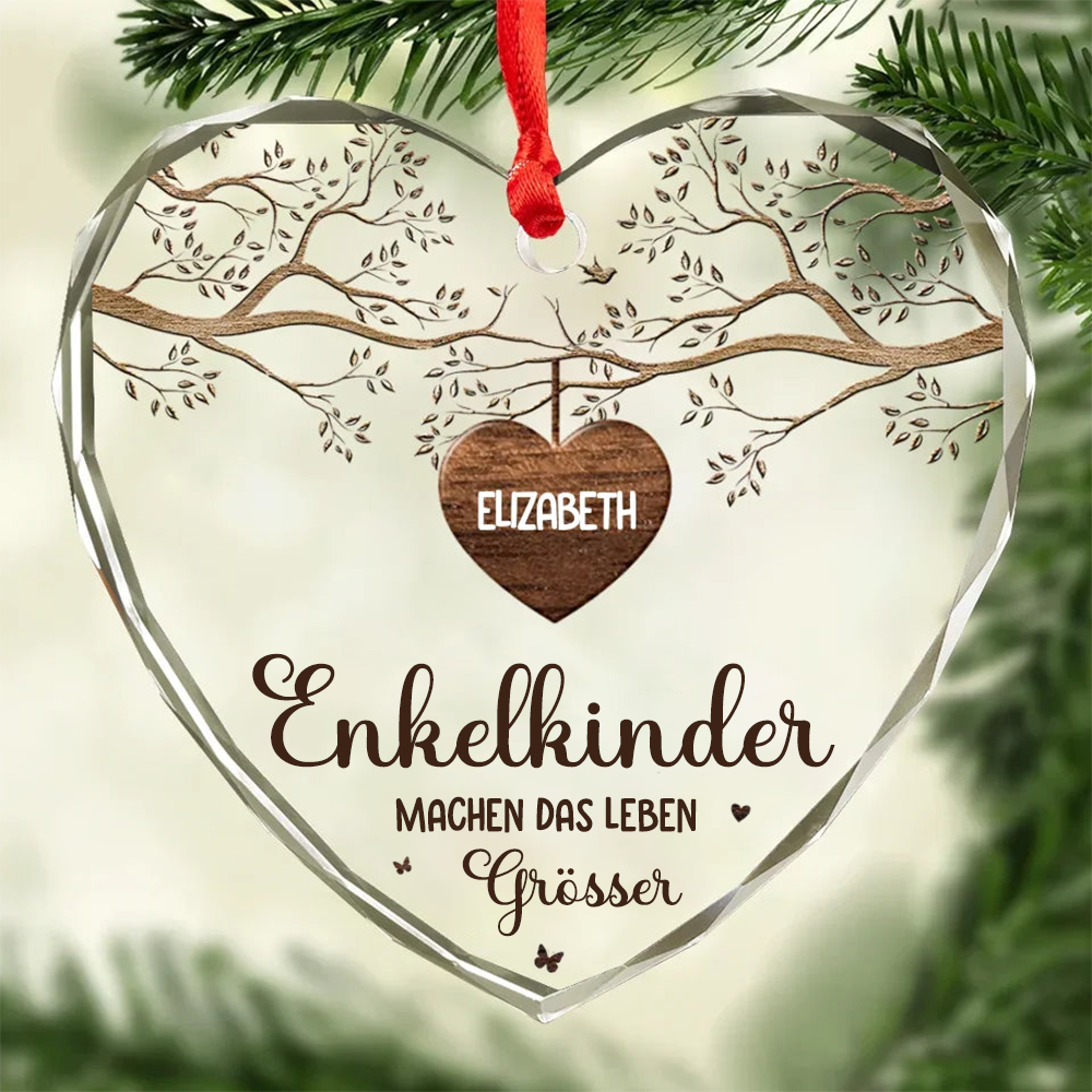 Stammbaum mit Namen und Text Personalisierter Glasanhänger Christbaumschmuck