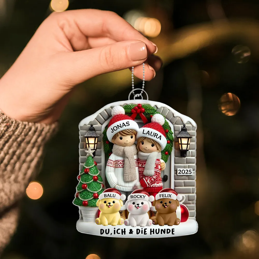 Personalisiertes Weihnachtsornament für Paar mit optionalem Haustier Hund Katze