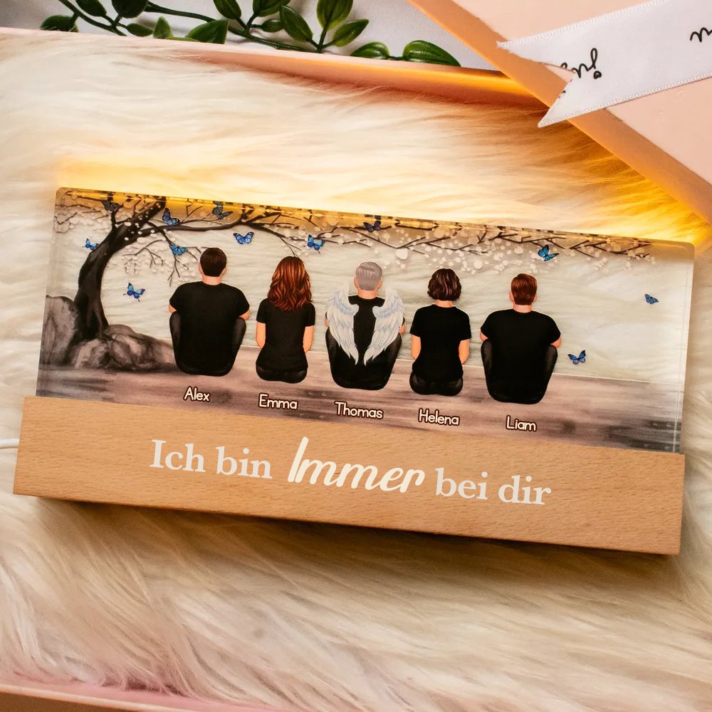 Personalisiertes LED Nachtlicht-Familie unter dem Baum Trauergeschenk