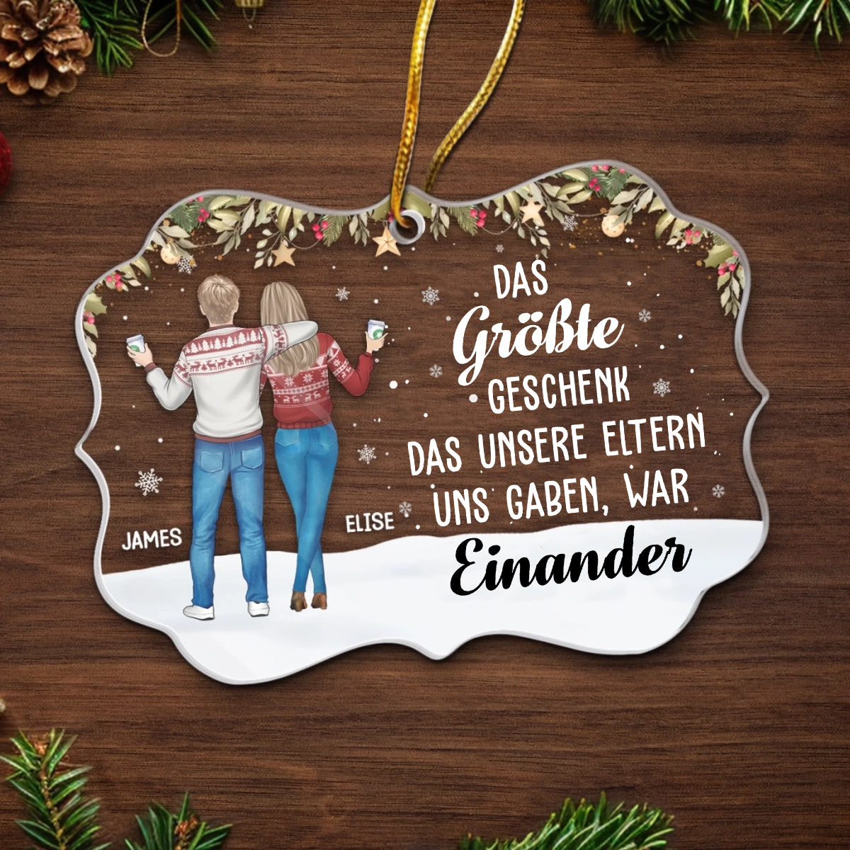Personalisierter Acrylanhänger Christbaumschmuck für Bruder und Schwester
