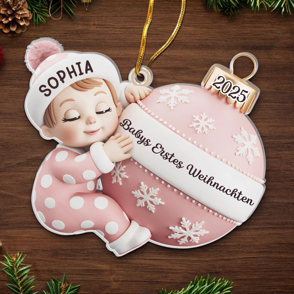 "Babys Erstes Weihnachten" Acryl-Anhänger mit Name Personalisierter Weihnachtschmuck
