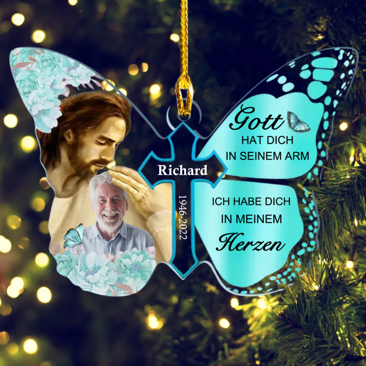 Schmetterling Foto Weihnachtsschmuck Acrylschmuck Gedenkgeschenk Trauer