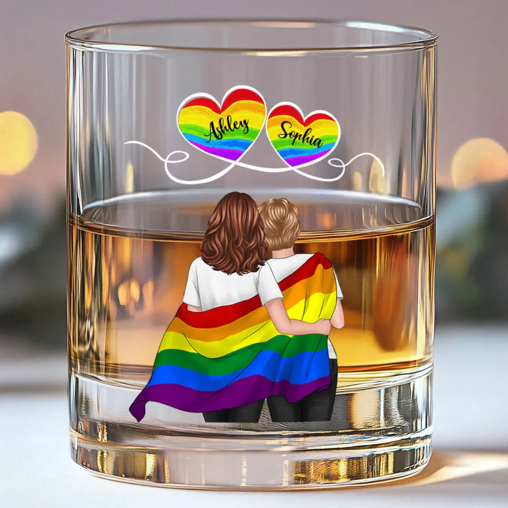 Regenbogen Paare -Whisky-Glas mit 2 Personen personalisiert LGBT Paare