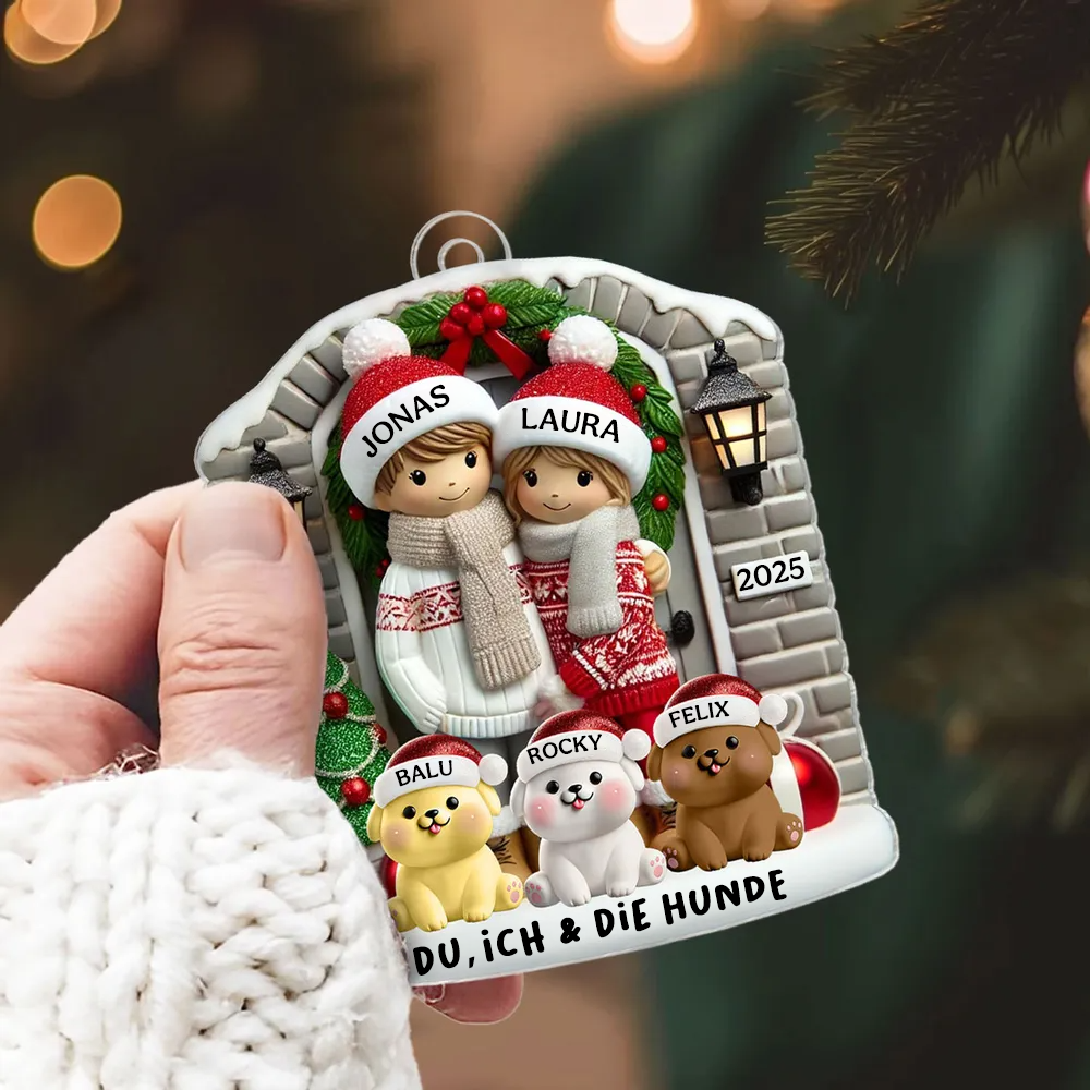 Personalisiertes Weihnachtsornament für Paar mit optionalem Haustier Hund Katze