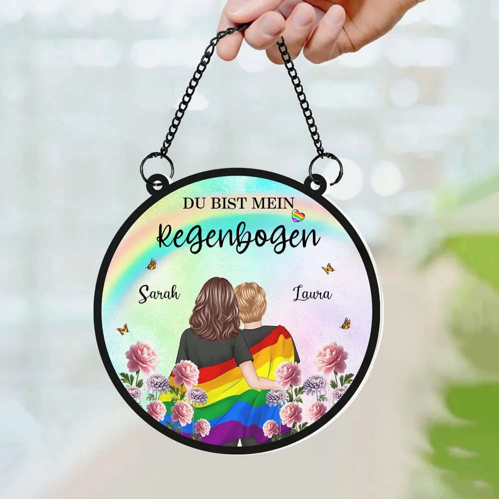 Regenbogen Paae-Personaliserter Sonnenfänger Geschenk für Paare LGBT