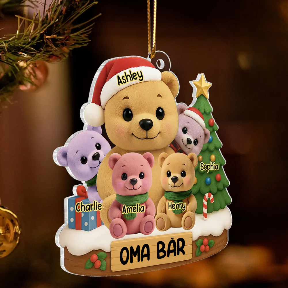 Personalisiertes Acryl-Ornament Christbaumschmuck mit Bärenmotiv Geschenk für Oma