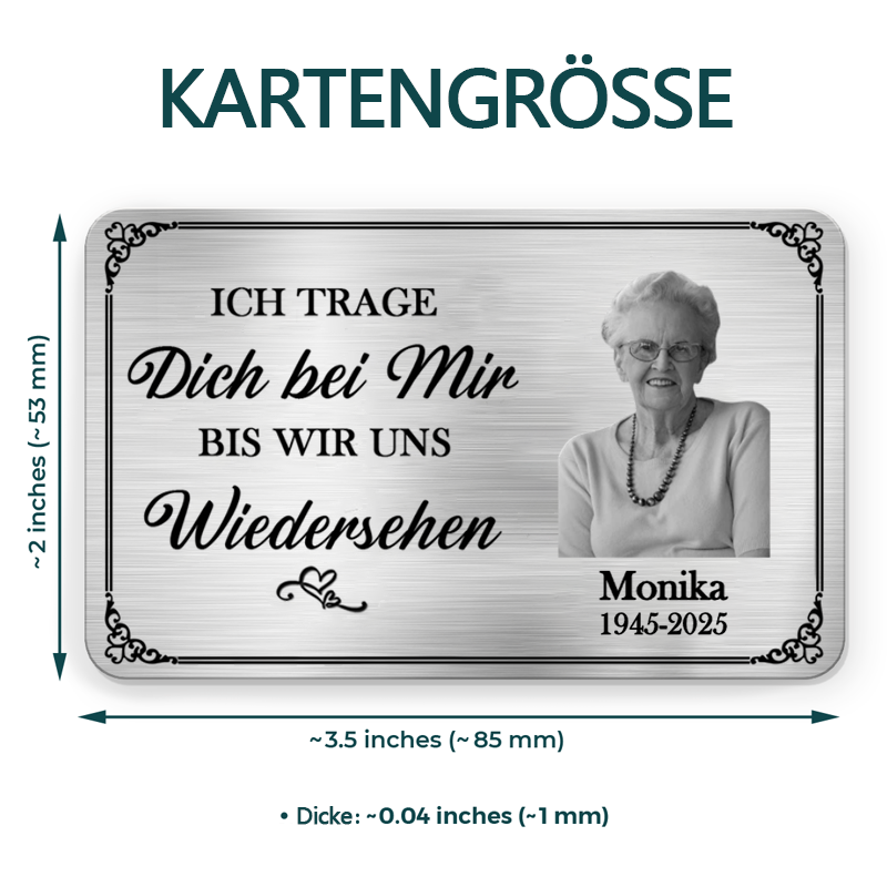 Personalisierte Brieftasche-Karte mit Foto zur Trauer