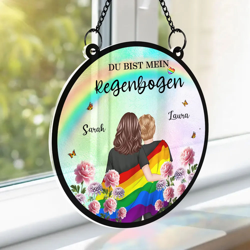 Regenbogen Paae-Personaliserter Sonnenfänger Geschenk für Paare LGBT