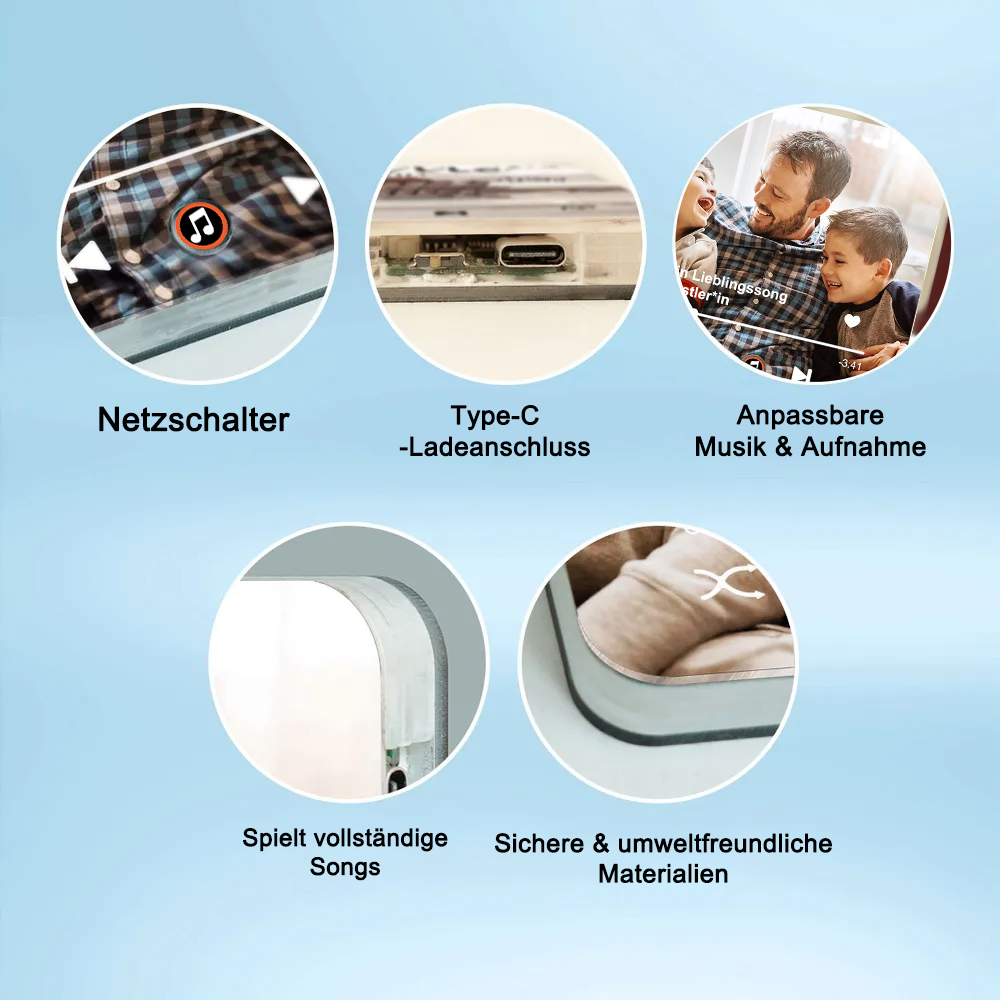 Musik-Acryl-Magneten mit Foto und Lied Geschenk für Familie