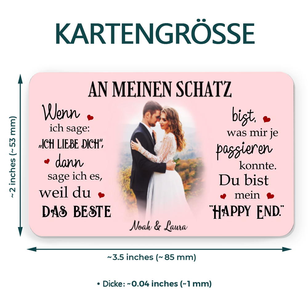 Mein Happy End - Personalisierte Brieftasche-Karte mit Foto und Text Geschenk für Paar