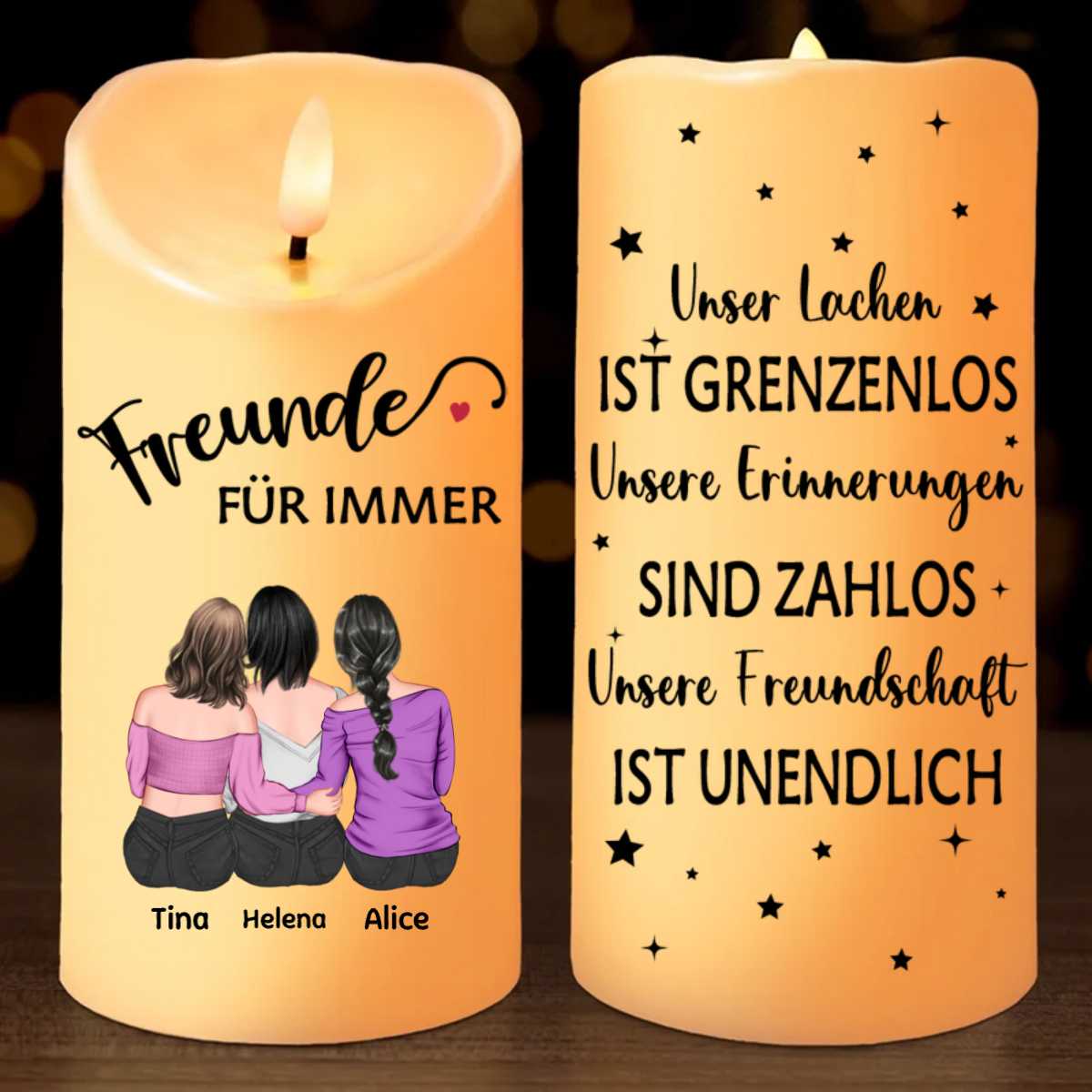 Personalisierte LED-Kerze für Familie und Beste Freunden