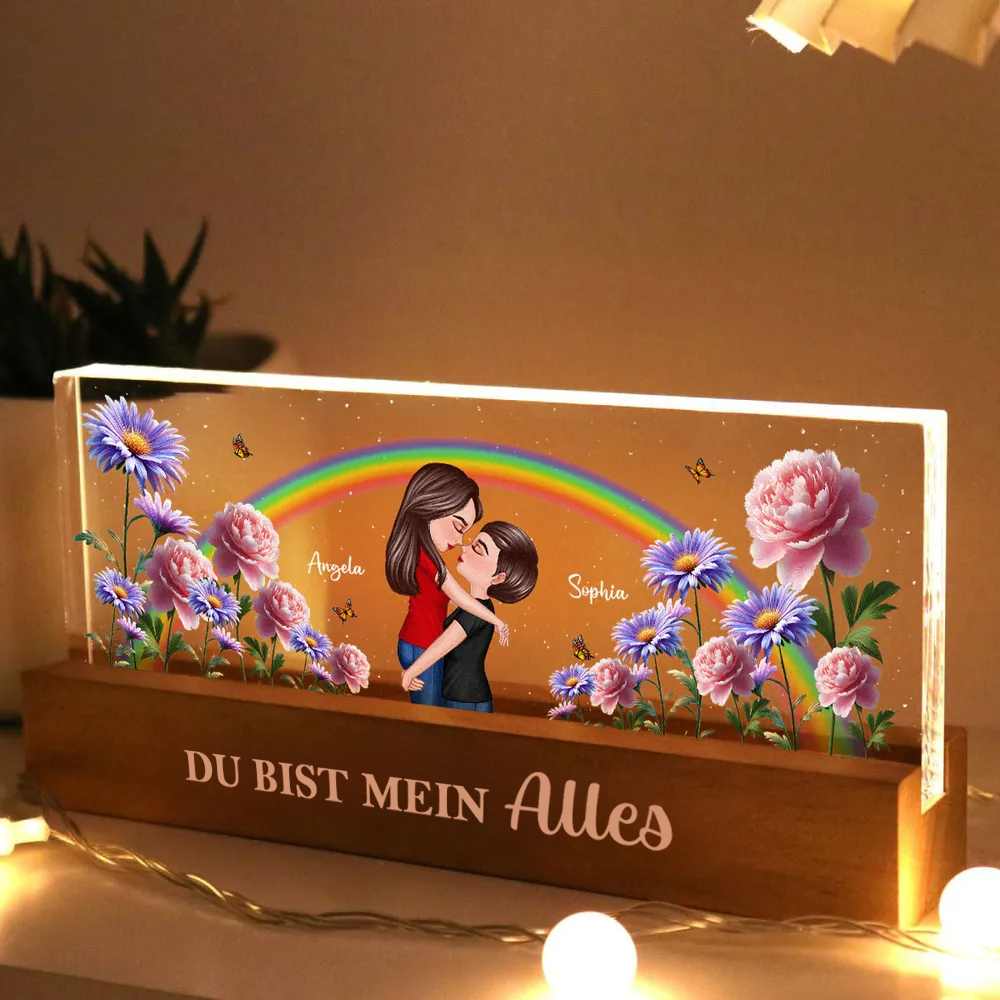 Regenbogen und Geburtsblumen-Personalisiertes LED Nachtlicht Geschenk für Paar LGBT