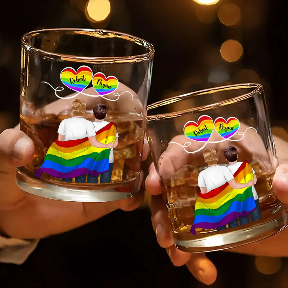 Regenbogen Paare -Whisky-Glas mit 2 Personen personalisiert LGBT Paare