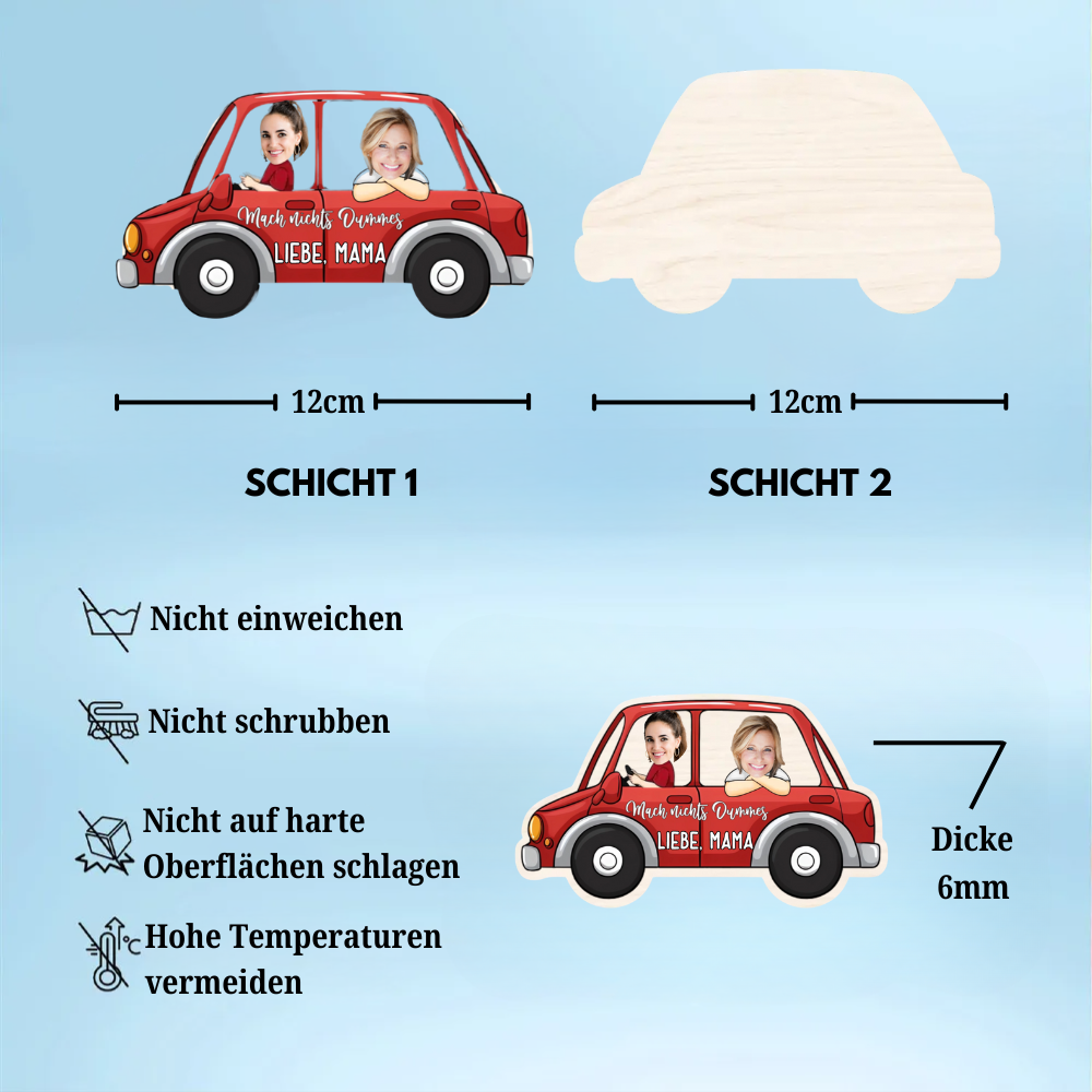 Lustiges Sonnenblendencilp mit Fotos für Tochter und Sohn