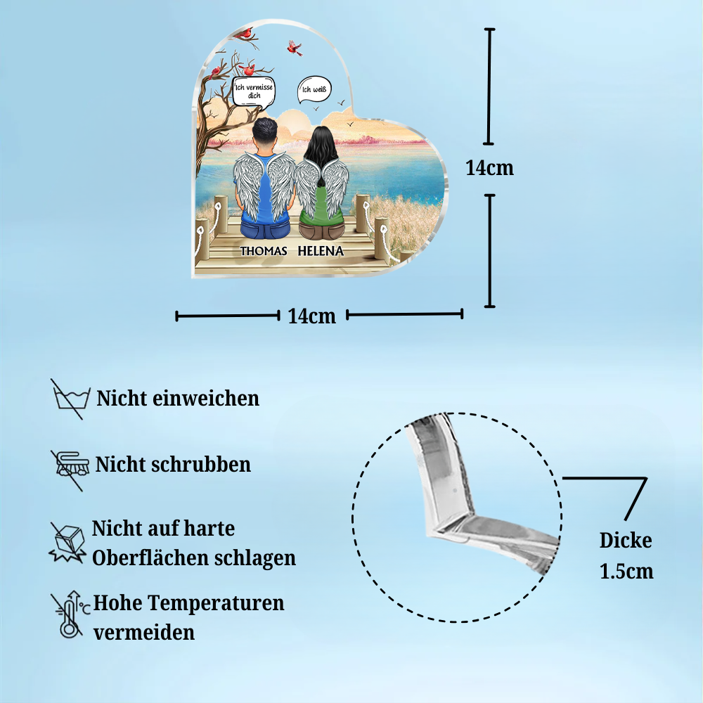 Standherz zur Erinnerung Text und Namen personalisiert