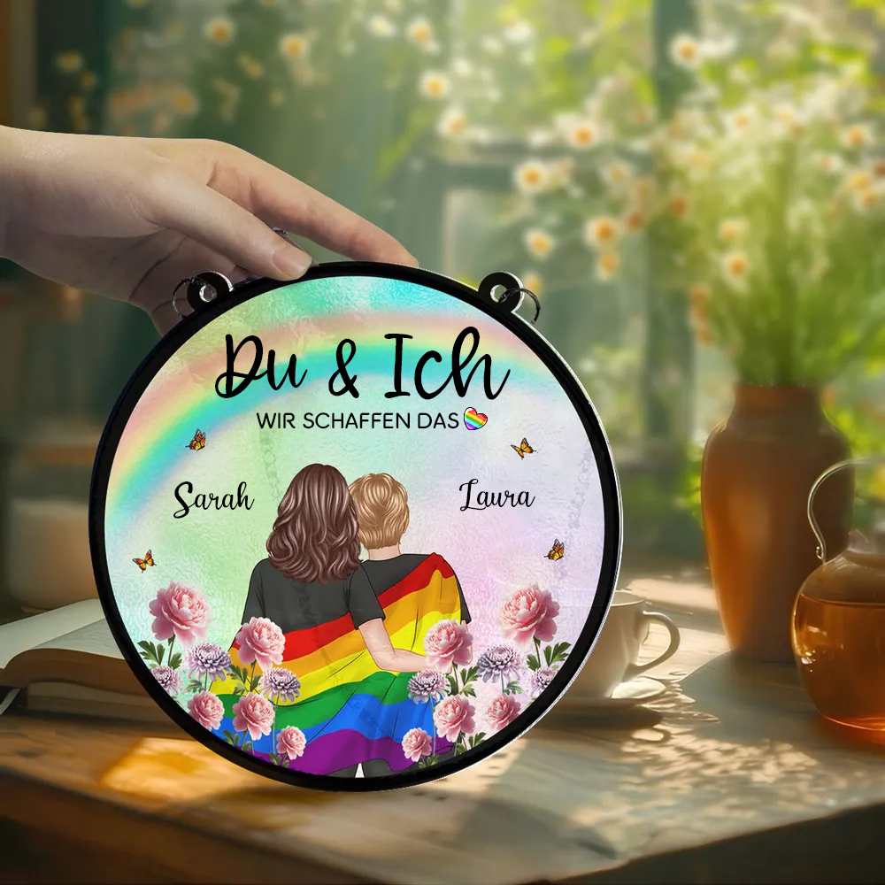 Regenbogen Paae-Personaliserter Sonnenfänger Geschenk für Paare LGBT
