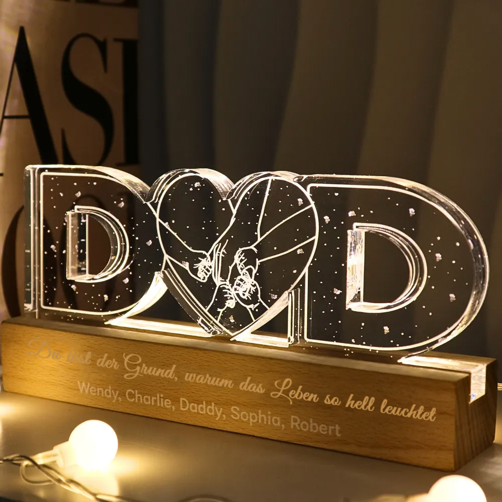 Personalisiertes DAD-Nachtlicht Hand-in-Hand Motiv Geschenke für Vater