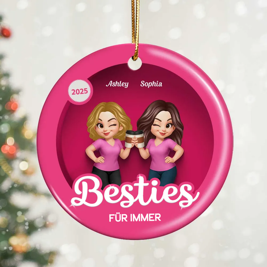 Keramikornament mit 2-6 Frauen personalisiert Christbaumschmuck für Schwester und beste Freundinnen