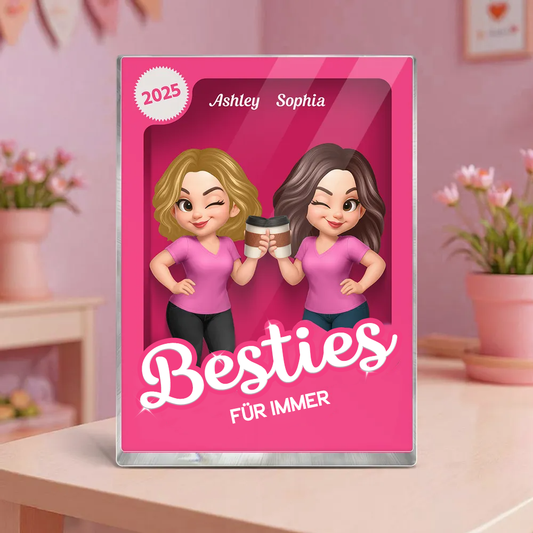 Personalisierter Acrylblock (flach) mit 2-6 Frauen Geschenk für Beste Freundin und Schwester