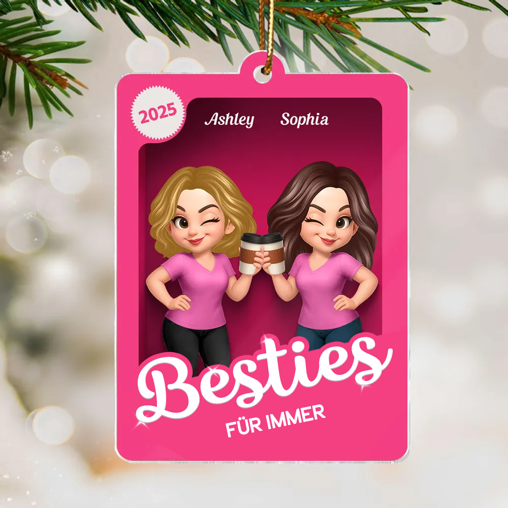 Christbaumanhänger mit 2-6 Frauen personalisiert Geschenk für Freundin und Schwester