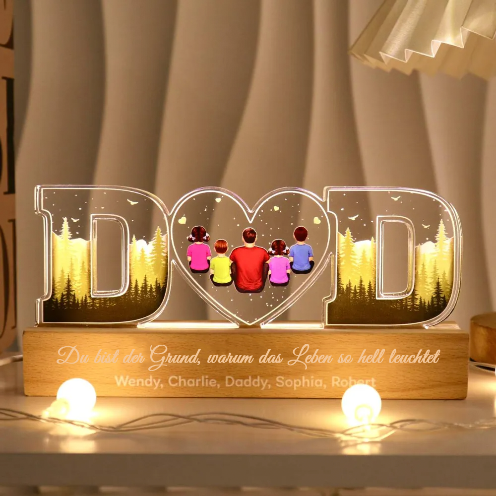 Personalisiertes DAD-Nachtlicht Vater mit 1-6 Personen Geschenke für Papa