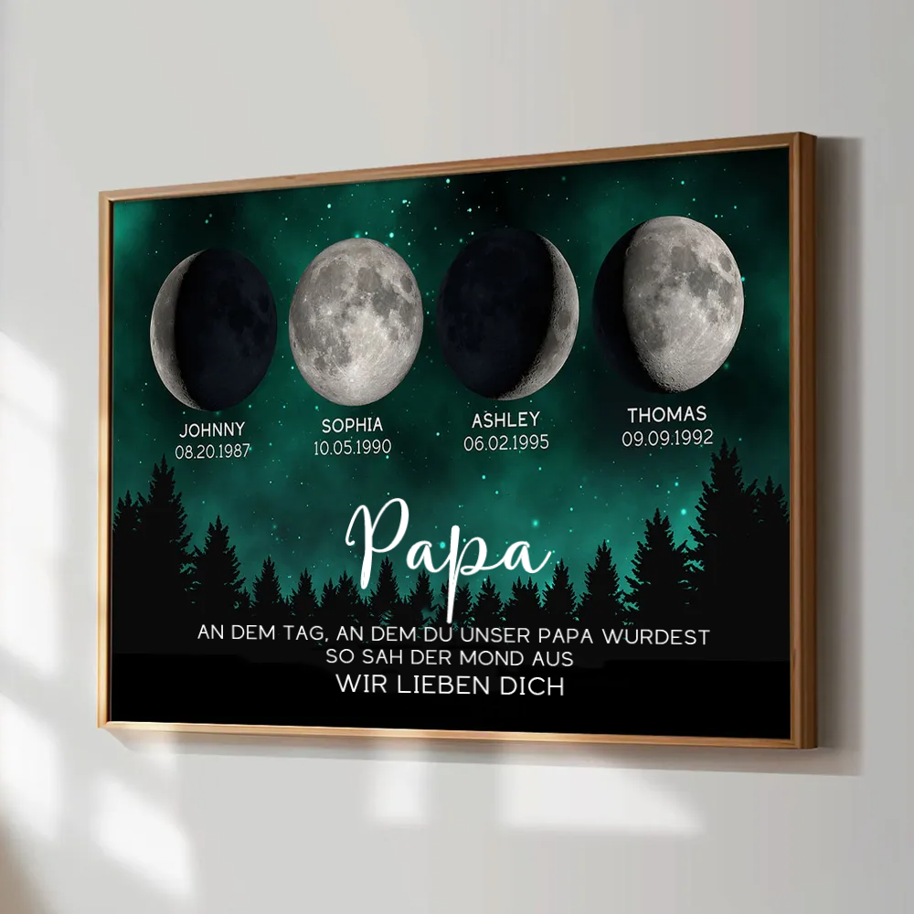 Personalisierte Mondphasen-Grafik mit Bilderrahmen Geschenk für Papa