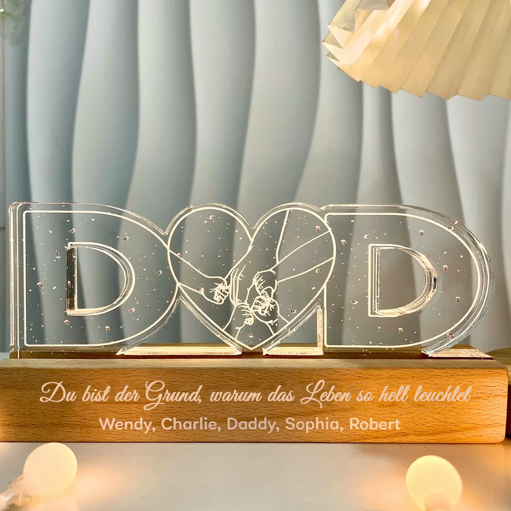 Personalisiertes DAD-Nachtlicht Hand-in-Hand Motiv Geschenke für Vater