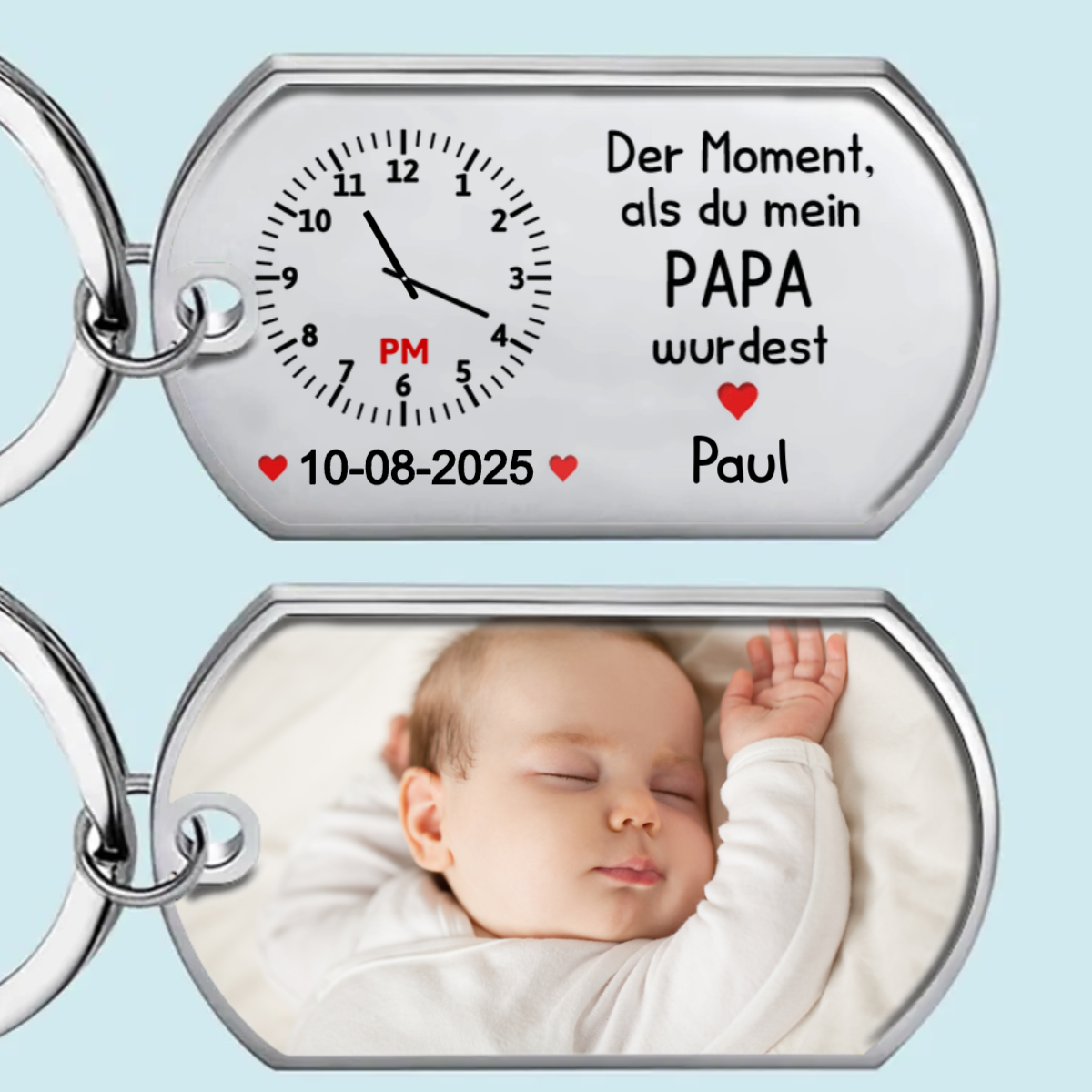 Der Moment, als du...Foto Schlüsselanhänger mit Gravur Edelstahl-Schlüsselanhänger mit Expoxidharz