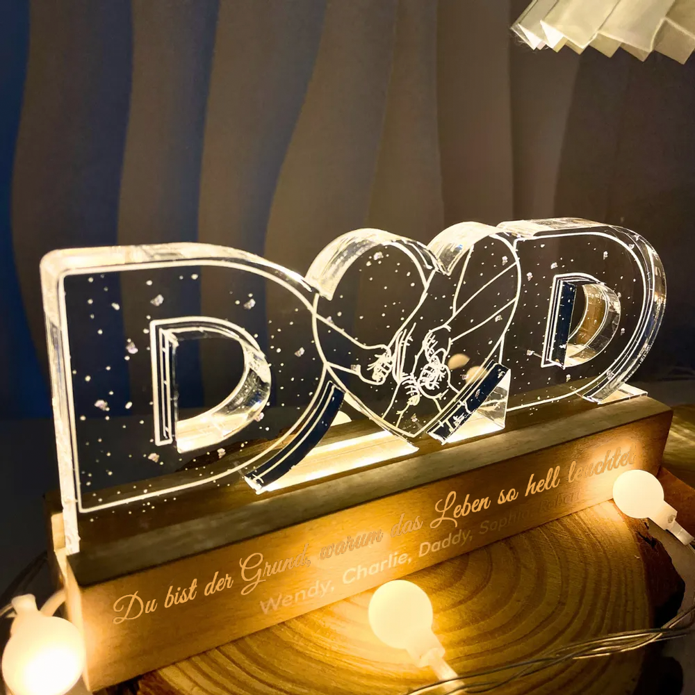 Personalisiertes DAD-Nachtlicht Hand-in-Hand Motiv Geschenke für Vater