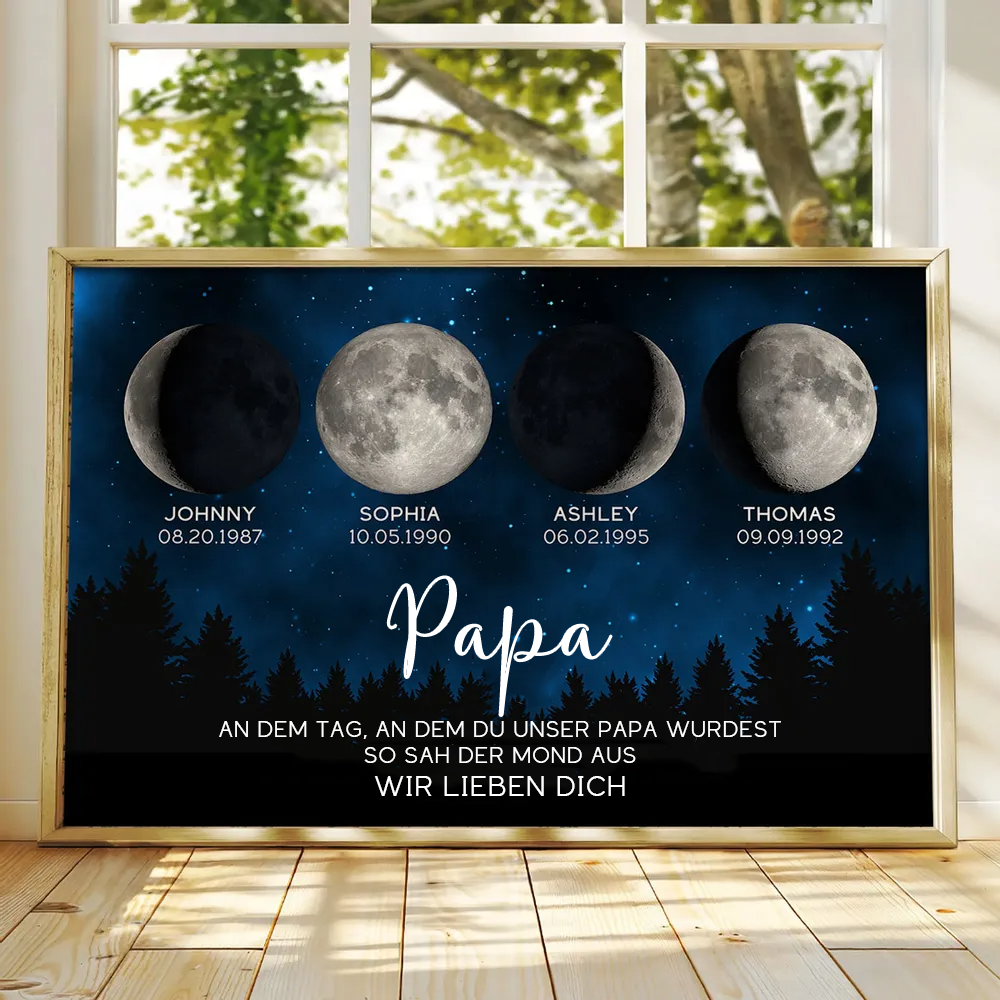 Personalisierte Mondphasen-Grafik mit Bilderrahmen Geschenk für Papa