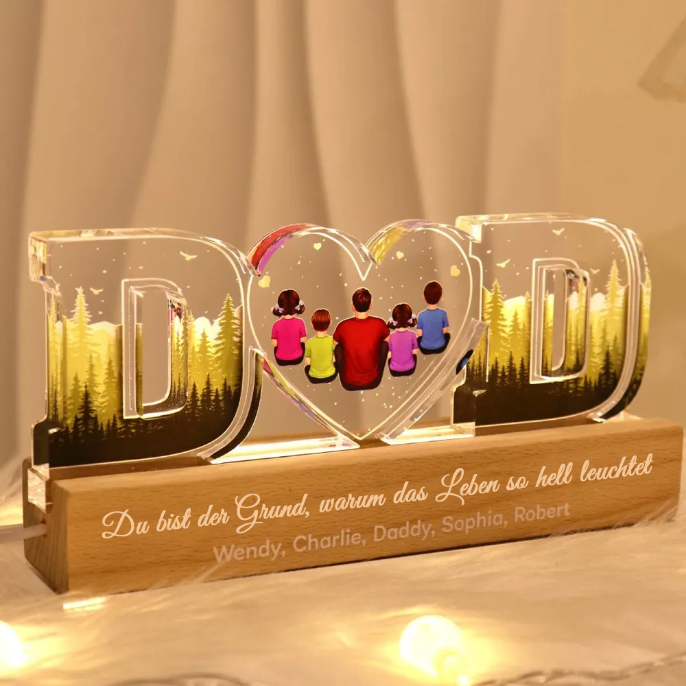 Personalisiertes DAD-Nachtlicht Vater mit 1-6 Personen Geschenke für Papa