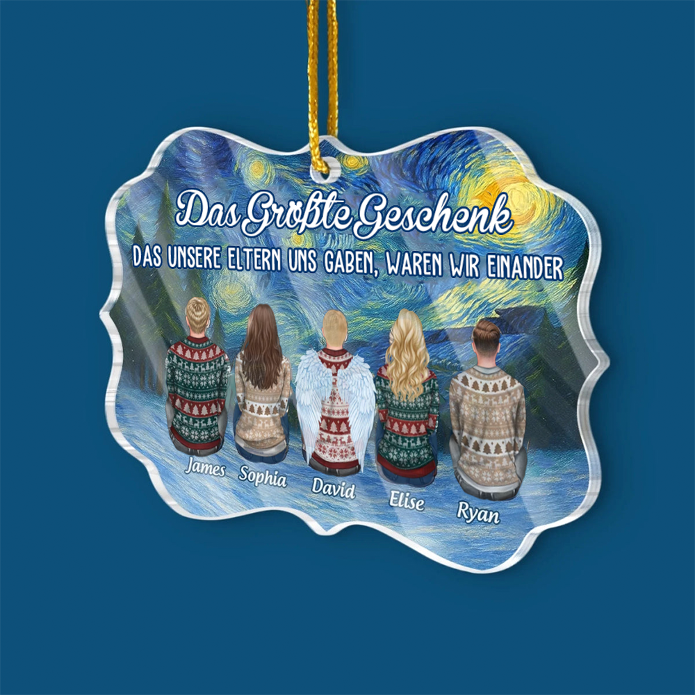Acrylanhänger mit 2-8 Personen Personalisierter Christbaumschmuk für Familie, Bruder und Schwester
