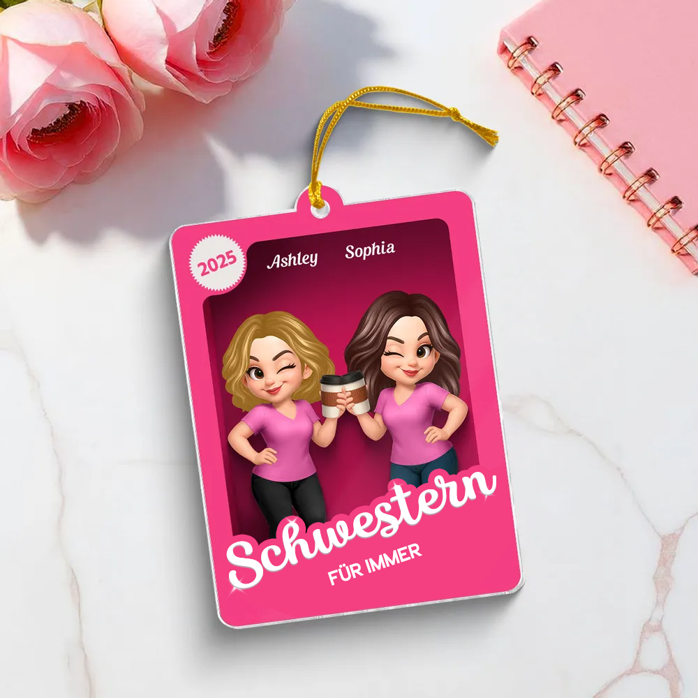 Christbaumanhänger mit 2-6 Frauen personalisiert Geschenk für Freundin und Schwester
