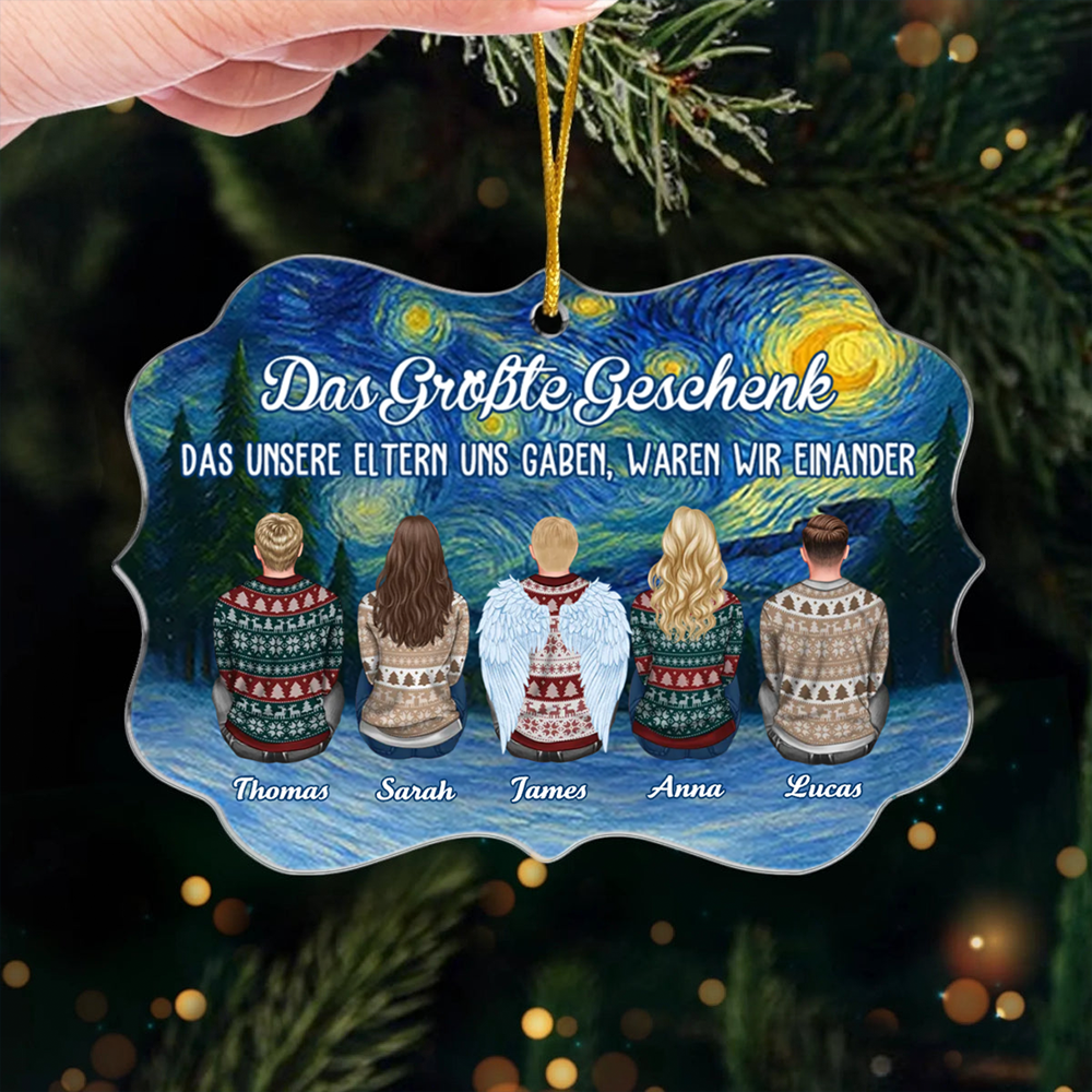 Acrylanhänger mit 2-8 Personen Personalisierter Christbaumschmuk für Familie, Bruder und Schwester