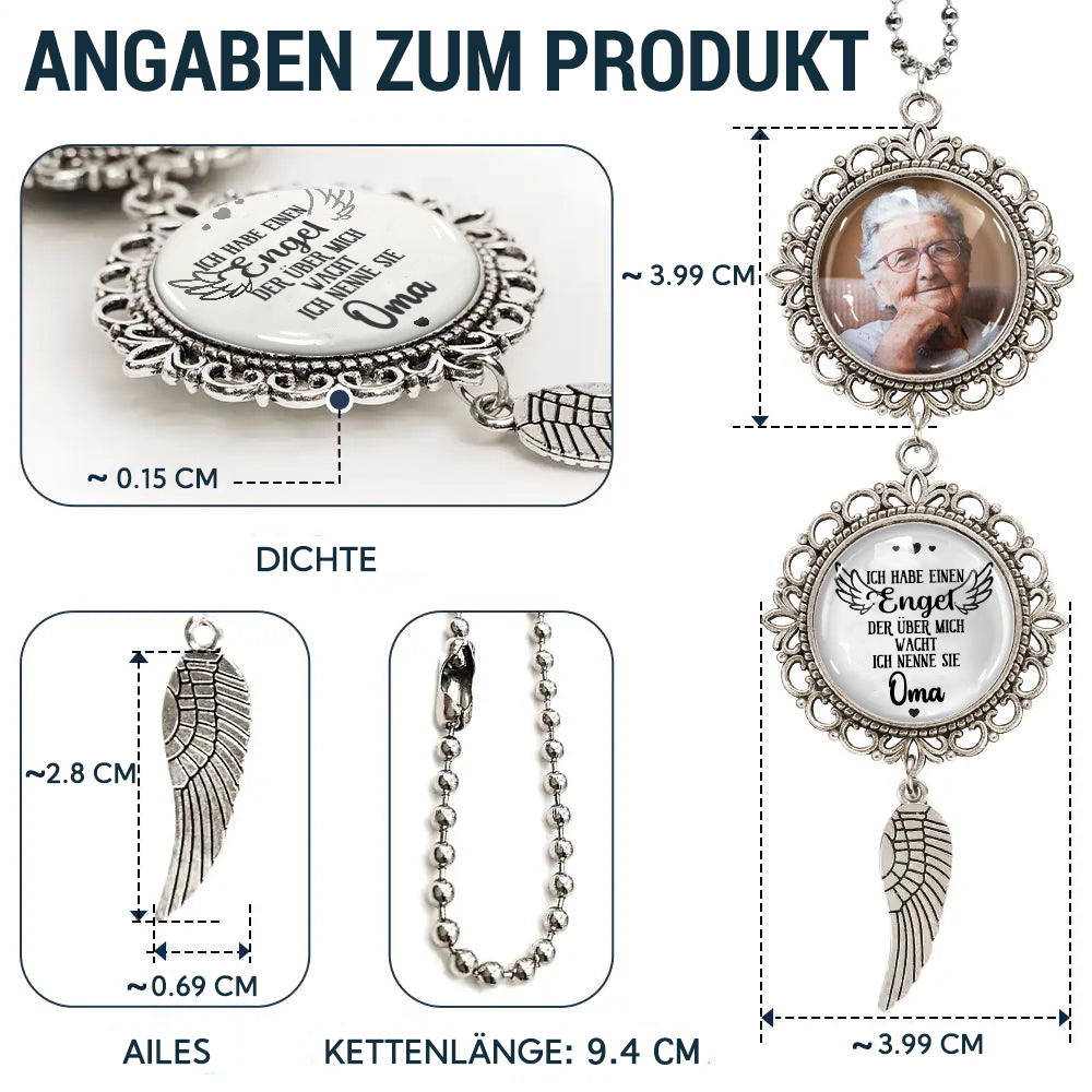 Ich habe einen Engel...Personalisierter Metall-Anhänger mit Engelsflügel