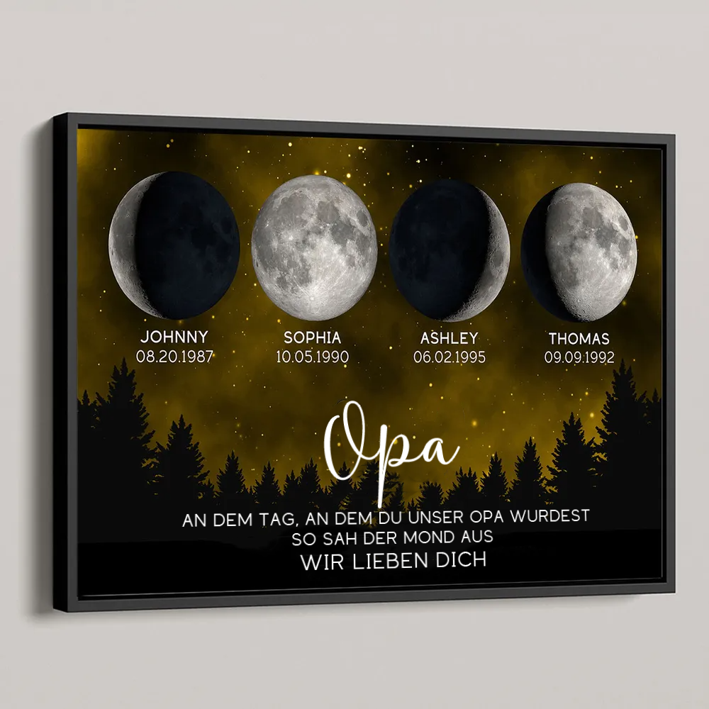 Personalisierte Mondphasen-Grafik mit Bilderrahmen Geschenk für Papa