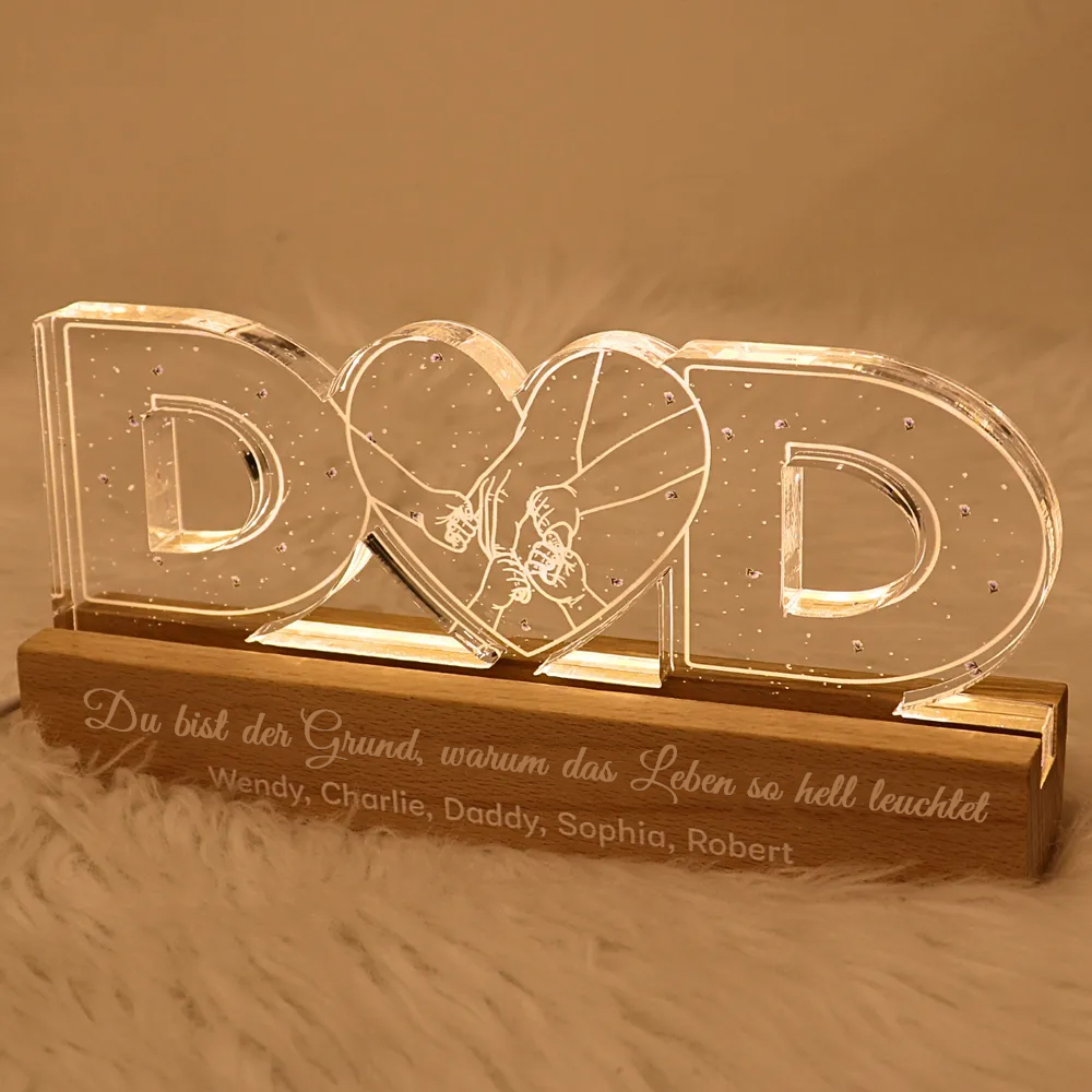 Personalisiertes DAD-Nachtlicht Hand-in-Hand Motiv Geschenke für Vater