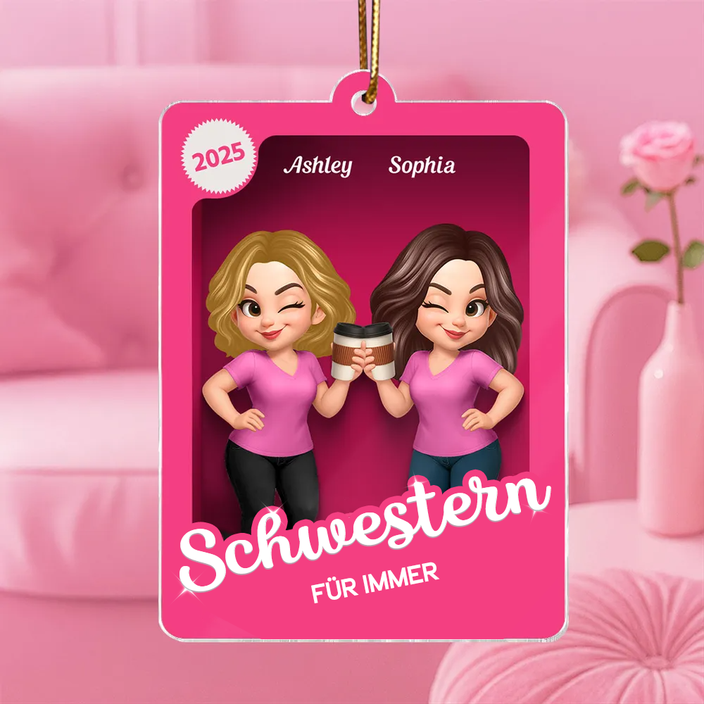 Christbaumanhänger mit 2-6 Frauen personalisiert Geschenk für Freundin und Schwester