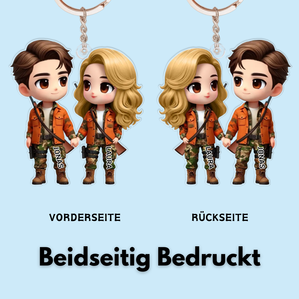 Jagd Acryl-Schlüsselanhänger mit Namen Geschenk für Paar