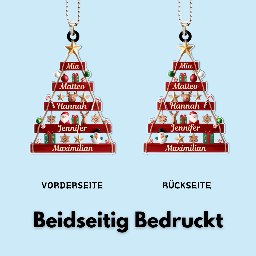 Acrylornament mit 2-6 Namen Personalisierter Christbaumschmuck für Familie
