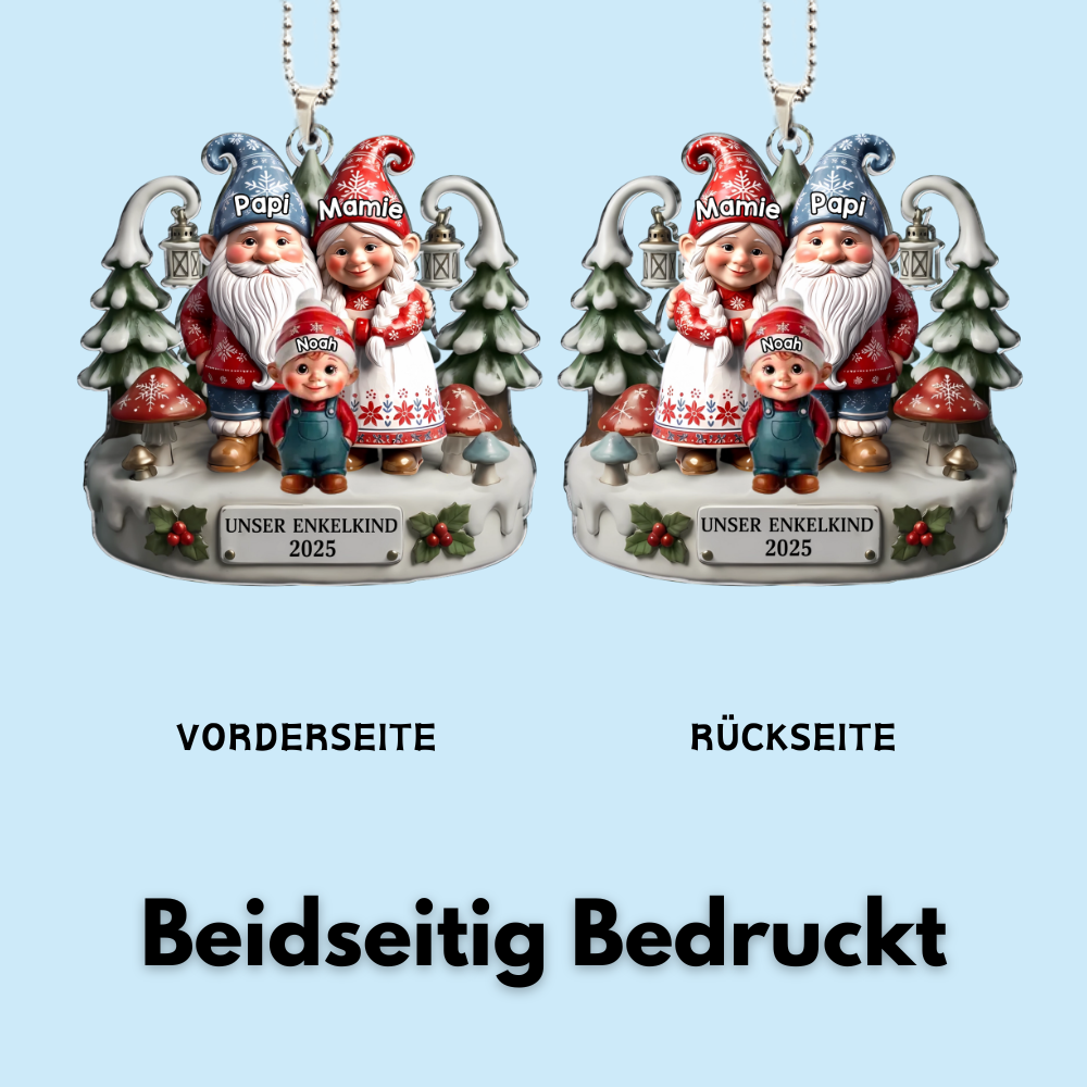 Zwergenfamilie - Acrylanhänger mit 1-15 Kinder Christbaumschmuck für Eltern, Opa und Oma