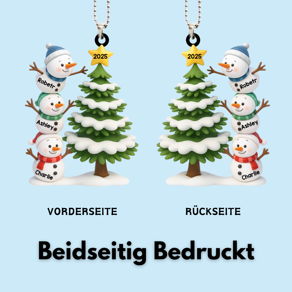 Personalisierter Acrylanhänger mit Schneemännern Christbaumschmuck mit 2-8 Namen