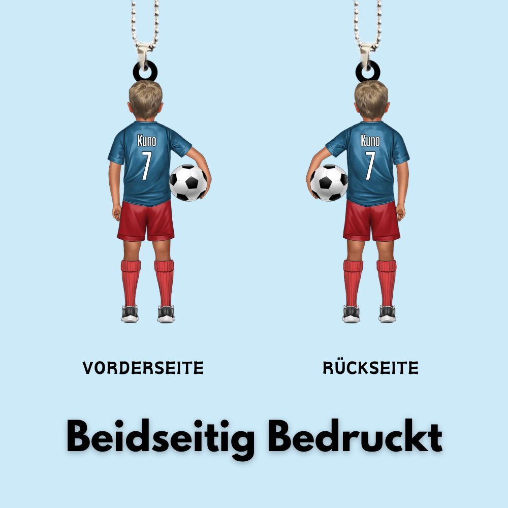 Fußballkind-Personalisierter Autoanhänger für Sohn und Tochter