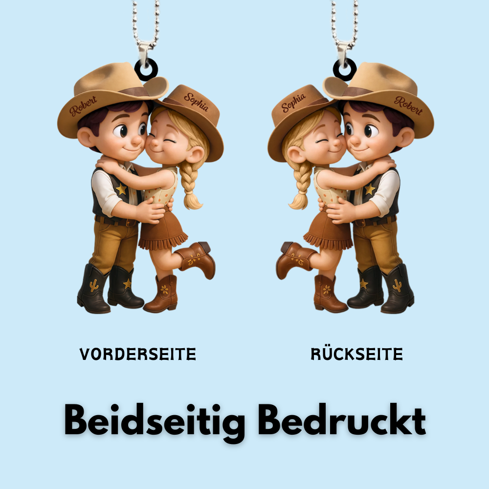 Cowboy Couple-Personalisierter Acrylanhänger mit Namen Geschenk für Paar
