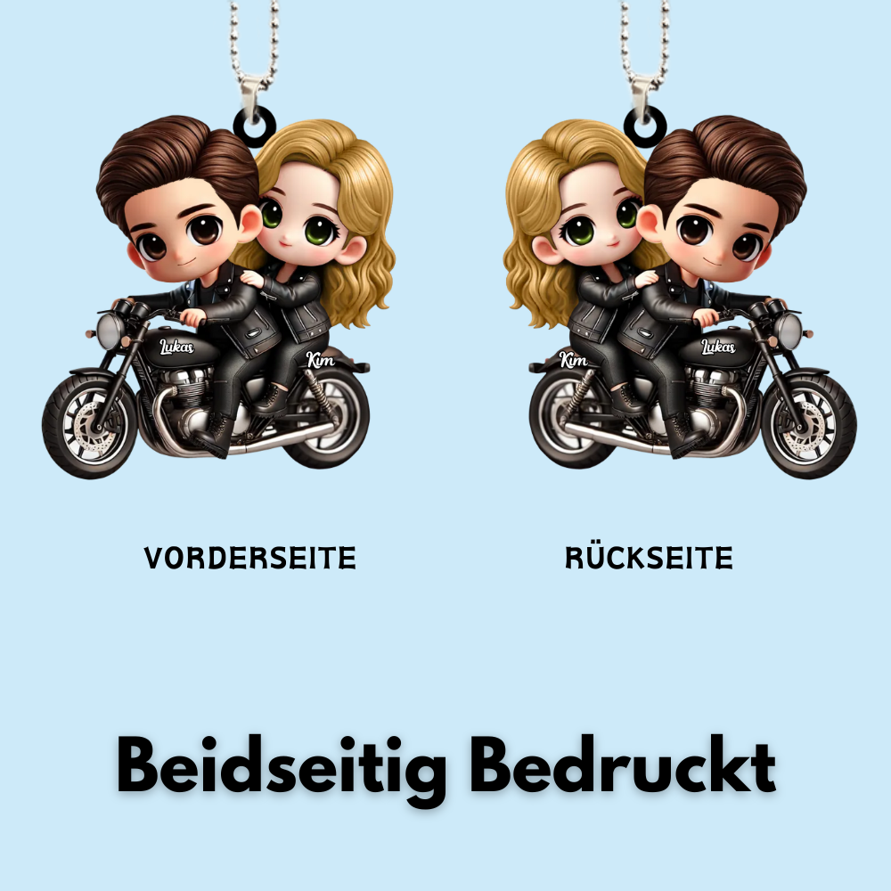 Pärchen auf Motorrad Autoanhänger aus Acryl Geschenk für Paar