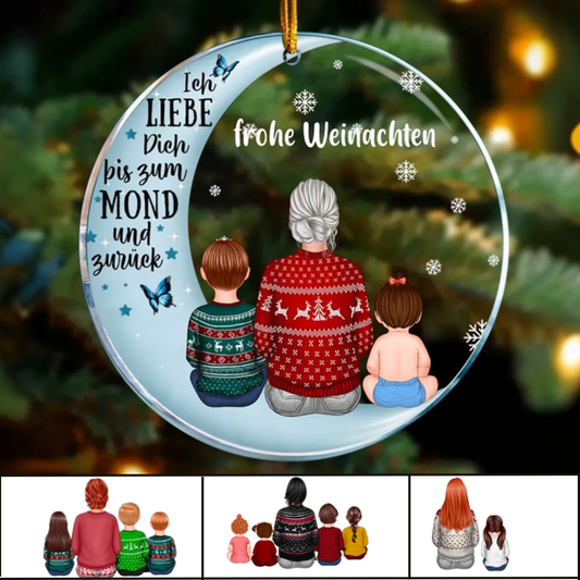 Acryl  Anhänger Oma Enkelkinder auf Mond personalisierte Kreis Ornament