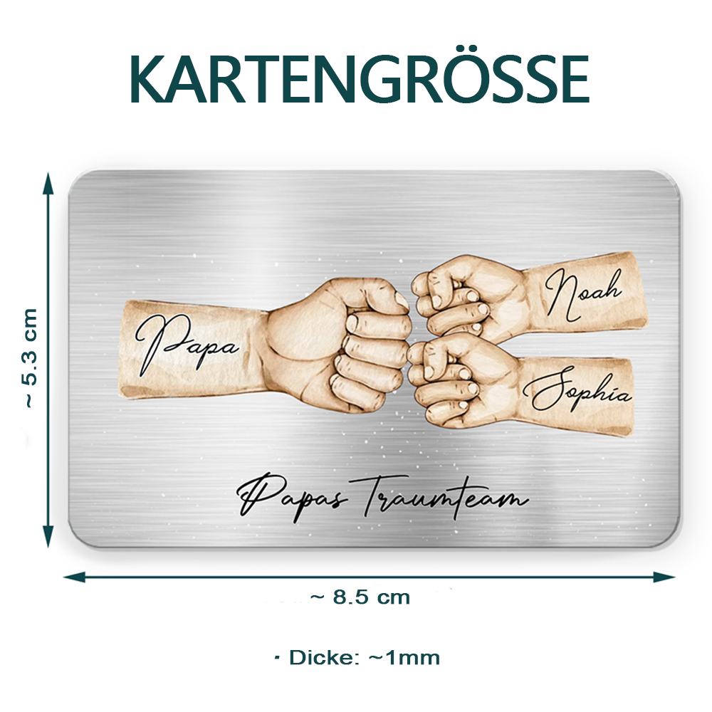 Personalisierter Geldbörsen-Karte mit Fausstoß Wallet Card für Papa