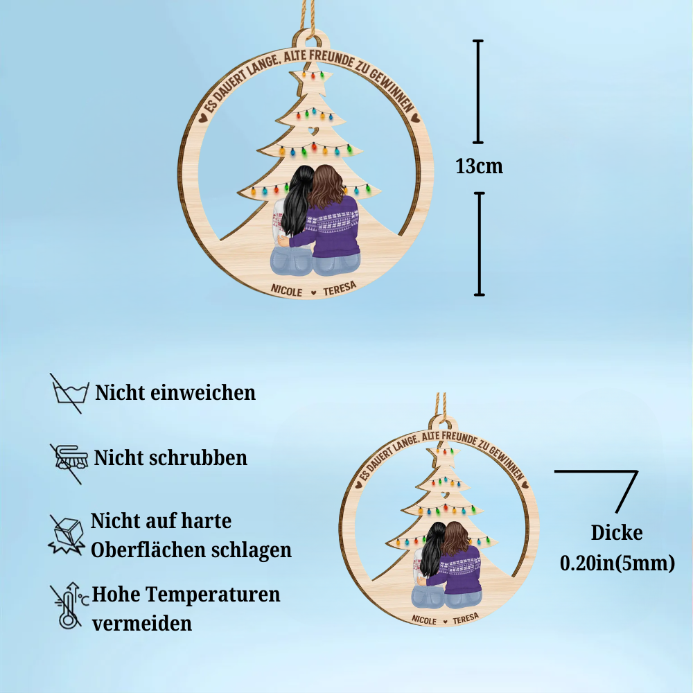 Personalsierter Holzanhänger mit 2-6 Personen Christbaumschmuck Geschenk für Freunde