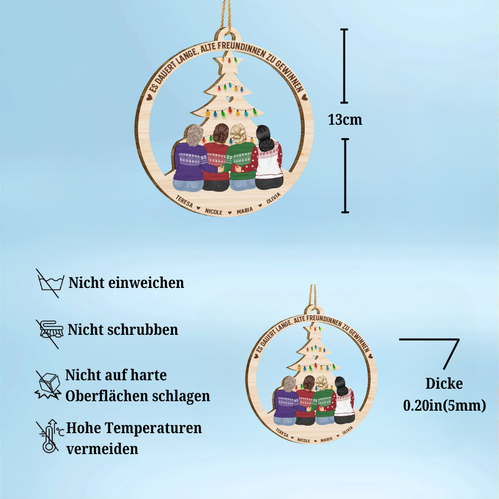 Holzanhänger mit 2-6 Frauen Christbaumschuck für beste Freundinnen